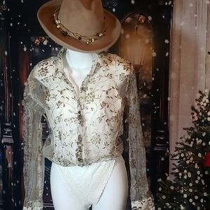 Vintage A'nue Ligne 90's Floral  Embossed Body Suit